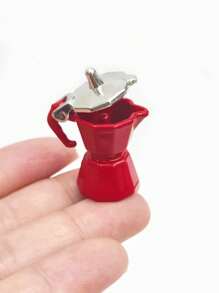 1pc/5pcs/6pcs 1:12 Scale Dollhouse Mini Coffee Maker Set, Realistic Metal-Tone Coffee Pot Model With Resin Coffee Cup/Saucer, Metal Spoon, Kitchen Accessories For Toy House, Party Decor, Interesting Lifelike Playset!