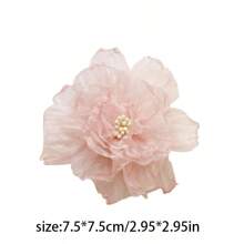 10pcs Peach Pink Chiffon Flower Embroidered Patches, Lightweight Organza Appliques, Fashionable And Cute, For DIY Crafts, Hair Ties, Clips, And Clothing Accessories