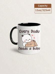 1pc Bubu Dudu Ceramic Coffee Mug - 11 Oz Reusable Novelty Cup, Machine Washable, Material, Multi-Purpose Love Forever Bear Design, Perfect Gift For Couples,Easter Cup For Wife,Husband Christmas,Valentine's Day,Birthday And Holiday Gift,Tea Cup,Boyfriend And Girlfriend,Summer And Winter Drinking Utensils,Perfect For Woman Sister Friend Boss Employee Co-Worker Great Office Mug Back To School