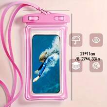1pc Waterproof Phone Case, Touchscreen Dry Bag For Swimming, Beach, Boating, Transparent Thick Plastic Cover With Neck Strap