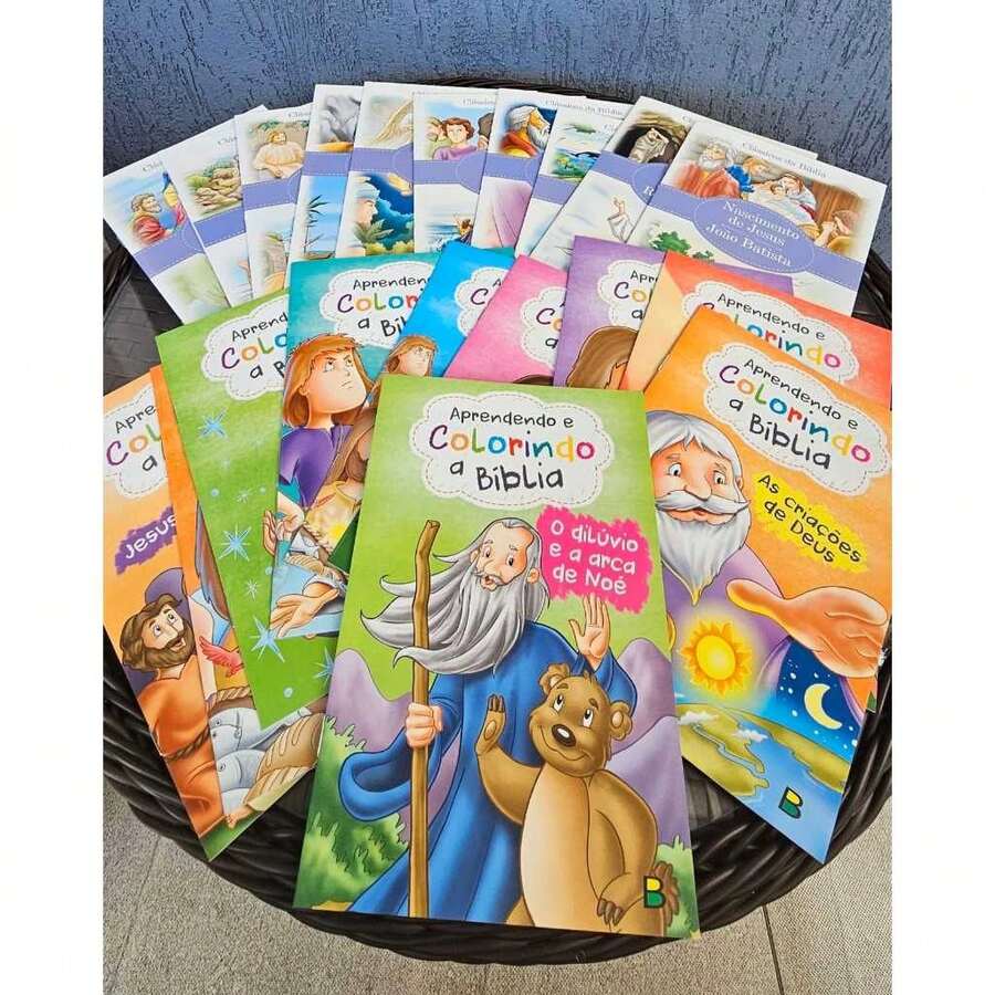 Kit com 20 livros Colorindo a Bíblia + Clássicos da Bíblia - Conjuntos - Visão 1