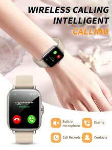 New Hot 1pc Unisex Silicone Band Smart Watch, With Call Function, Pedometer, Calorie Counter, Alarm, Message Notification, 1.44 Inch Full Screen Touch, Suitable For Smartphones, Perfect Gift For Festivals And Celebrations