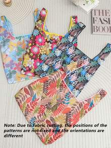 1pc Floral Print Tote Bag, Reusable Grocery Shopping Bag, Large Capacity, Multipurpose, Sturdy And Durable - Multicolor - View 7