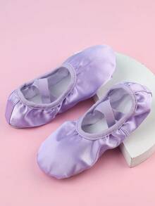 Kids/Toddler Satin Ballet Dance Shoes, Indoor Soft Bottom Princess Slippers, Full Elastic Comfortable Durable Slip-On, Suitable For Dance Practice, Pink