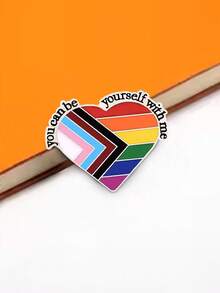 Set de 1/6 piezas de alfileres de solapa del Orgullo LGBTQ+ "Tú y yo estamos aquí", broches de joyería, diseño de corazón arcoíris personalizado para lesbianas, gays, transgénero y aliados, adecuado para ropa, camisas, corbatas, solapas de trajes, chaquetas, mochilas, accesorios escolares y de oficina, regalo de Navidad y Halloween - Multicolor - Ver 8