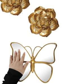 Zestaw dekoracyjnych luster ściennych w stylu vintage z motylami, szklane ozdoby wiszące do akcentów ściennych w salonie - eleganckie dekoracyjne motyle, nie wymagają prądu, idealne na okazje ogólne