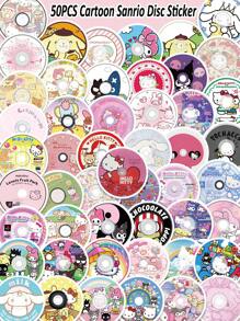 Sanrio 50PCS Creative Cartoon Classic Sanrio Disc Graffiti Stickers Waterproof PVC Personalized Hello Kitty Melody Cinnamoroll Kuromi Pochacco Art DIY Water Cup Pen Holder Guitar Phone Case Collection Decor
