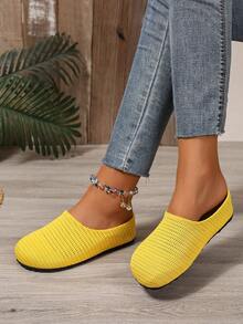 Breathable Elevator Sneakers, Internal Height Increase Design, Comfortable To Walk, New Style Air-Permeable Increase Height Casual Slip-On Shoes, Solid Color Fabric Shoes For Women, Suitable For Wedding, Party, Outdoor And Indoor - Yellow - View 3