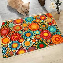 1pc Boho Vintage Pattern Rug, Polyester Entry Pad, Non-Slip Durable, Machine Washable, Easy Care, Suitable For Living Room, Bedroom, Laundry Room, Home Decor, Multifunctional Indoor/Outdoor Use - Multicolor - View 14