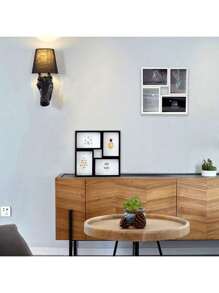 4-Grid 6-Inch Photo Frame Combination, Retro American Style Black & White Wall-Mount Or Stand Picture Frame, Baby Photo Album, Premium Glass Picture Frame, Small Gift