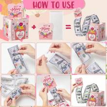 FZZ Pink Mother's Day Money Box, Party Decoration Gift Box, Mother's Day Gift Cash Surprise Money Gift Box