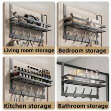Over The Door Hook Storage Rack - Door Back Hook Towel Rack, Coat Hanger For Door, Fits 1.33-1.77 Inch Door Thickness, Easy To Install, Home Essentials, Kitchen Bathroom Accessories