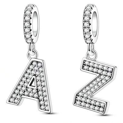 1pc Silvery Letters Charms 26 Alphabets Characters Letter Pendant Charm Fit Bracelet Necklace DIY Jewelry Making Beads Fine Women Jewelry Perfect For Women Girl Family Friend Gift