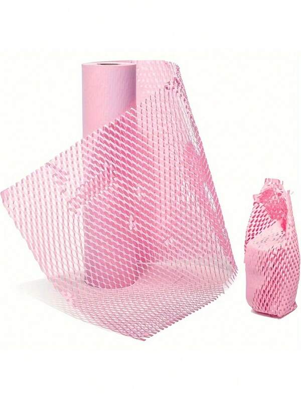 Pink Honeycomb Cushion Wrapping Paper For Fragile Items, Transportation Protection And Gift Packaging