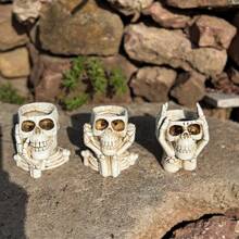 1pc Resin Skull Shaped Creative Flower Pot, Suitable For Garden And Home Plants, Home Decor Indoor Planting Supplies, Green Plant Pot, Gardening, Angel Decor, Plant Pot, Garden, Flower Pot, Garden Decor, Vase Decor
