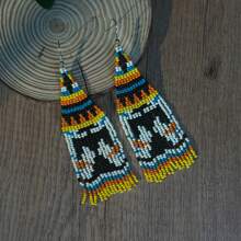 Brincos de Borla com Contas Feitos à Mão AHAYA, Estilo Boêmio Hippie com Miçangas, Brincos Pendentes com Contas de Vidro para Mulheres, Adequados para Uso Diário e Presentes de Festival para Meninas