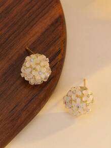 1 Pair Delicate 3D Floral Earrings, Unique Design Transparent Elegant Versatile Earrings For Party, Wedding Wearing