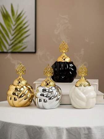 1pc Ceramic Handhold Fragrance Burner, Pom Pom Design, Multi-Color, Luxury Style, Suitable For Hotels, Home, Office, Living Room, Holiday Decorations