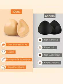 1pair Double-Sided Sticky Bra Inserts Adhesive Bra Pads Push Up Breast Enhancers Pads Reusable Padded Ultra Instant Lift Inserts - Multicolor - View 9