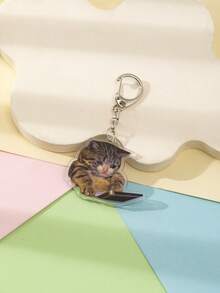 1pc New Acrylic Strange Cute Meme Cat&Dog Cool Cat/Heart Shape Cat/Smiling Cat/Poor Crying Cat/Funny Interview The Cat/Wronged Lie Flat Fat Cat/Thumbs-Up Cat/Keychain Pendant/Backpack Ornament /School Bag Accessories/Purse Pendant/Friend's Gifts Car Accessories Bag Charm - Multicolor - View 14