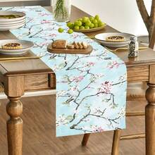 1pc/5pcs/7pcs Floral Art Print Polyester Table Runner With 6pcs Placemats - Polyester, Rectangle, Holiday Table Decor Cloth Runners, Home Decoration, Kitchen Dining Table Decor, Room Decor, Table Runners