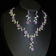 1 Set Damen Schmuckset - Halskette, Ohrringe (3 Stücke), elegantes Strass-besetztes Schmuckset, geeignet für Hochzeit, Bankett, formelle Anlässe