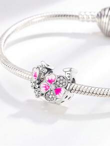 1 Piece Of Fashionable Horseshoe Pink Flower And Butterfly Three-Dimensional Bead DIY String Decoration Female Gift - Silver Pink - View 6