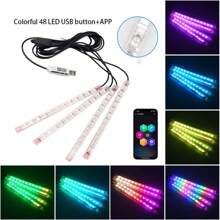 Wisciton Strisce di luci a LED per interni dell'auto, ambiente luci ambientali da 36, 48 o 72 LED, RGB, decorative, con connettore USB e sigaretta, luci per l'ambiente interno dell'auto