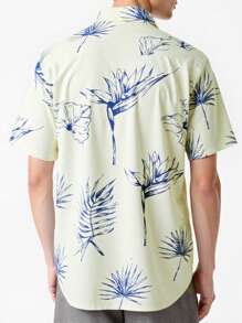 1 pieza Camisa de manga corta ajustada con estampado digital, de verano
