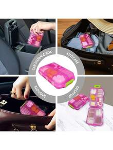 带药品标签的药丸整理器、旅行日常药丸容器、迷你药物整理器、储存药丸整理器、旅行必需品药盒、7 天药丸整理器、旅行防水防潮十隔间断裂折叠储物隔间便携式药盒带贴纸、防水防潮一周塑料小药盒带标签旅行胶囊密封盒旅行配件假期暑假返校