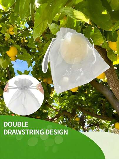50/100个可重复使用的葡萄草莓水果防护网袋，防鸟防虫果蝇花园害虫网袋，种植袋，种子袋，防虫防鸟网袋，透气透光罩