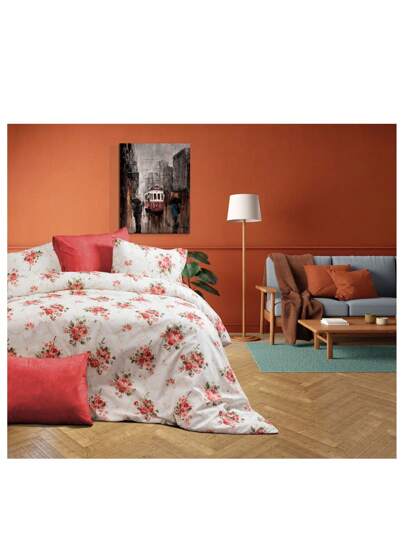 3-teiliges türkisches Baumwoll-Bettdecken-Set für Doppelbett, ganzjährig, weich und kuschelig, 1 Stück 200*220 cm Bettbezug, 2 Stücke 50*70 cm Kissenbezüge