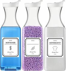 3 Pack Laundry Detergent Dispenser,54oz Fabric Softener Dispenser, Plastic Liquid Laundry Detergent Container With 4 Labels - 無色 - 查看 1