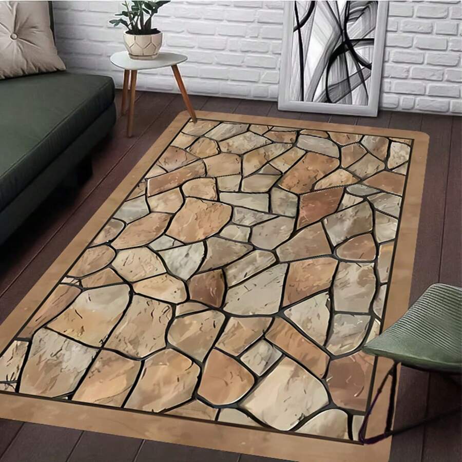 1pc Pattern Design Rug, Modern Art Design Floor Mat, Polyester, Non-Slip Backing, Machine Washable, Versatile Indoor/Outdoor Use, Home Decor Rug Living Room, Bedroom, Dining Room, Camping;