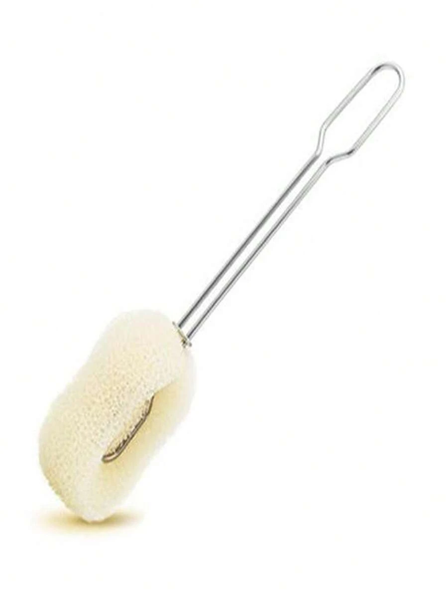 1件装长柄杯子清洁刷不锈钢手柄海绵杯刷餐具去污洗杯刷