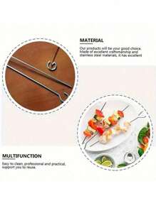 1/3/5/8/10/20/50pcs/Air Fryer Skewers Skewers - Universal Durable BBQ Accessories, Stainless Steel Barbecue Skewers,Vertical Skewers Sticks Reusable Skewers For Chicken Meat Vegetable, Vertical Baking Pins For Oven, BBQ, Kitchen, Party, Easy To Clean, Hiking, Barbecue Tools, Non Electric, Durable Kitchenware
