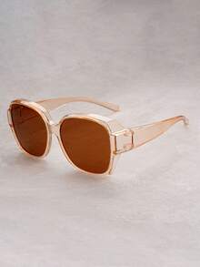 Óculos para miopia, armação grande e moderna para mulheres, cobertura total, acessórios ideais para proteção solar no verão, perfeitos para férias na praia, atividades ao ar livre, festas, viagens, dirigir, pescar e fotografia de rua. Disponíveis nas cores preto, roxo, vermelho e marrom. - Marrom - Ver 5