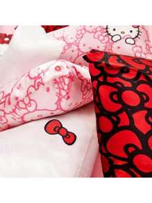 Sanrio 1 Funda de almohada de satén con cierre para el cabello y la piel con diseño de Hello Kitty en color rosa, talla grande suave que la seda, funda de almohada queen, lavable a máquina, sin arrugas, en color rosa con caras de gatitos