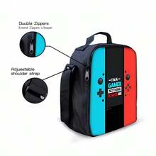 Game Console Single-Sided Print Shoulder Strap Lunch Bag For Back To School School Stuff Bag For School Work Lunch Bag For Women Cooler Bag Picnic Accessories School Accessories - Black - View 7