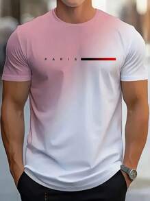 Men's Ombre Simple Graphic Print Round Neck Short Sleeve T-Shirt