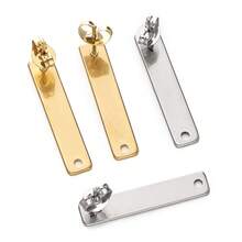 10pcs Stainless Steel Long Rectangle Post Earring Studs Base Pins With Earring Plug Ear Back For Jewelry Making DIY Supplies - Long Earrings - View 4