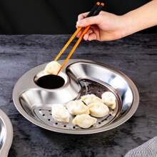 1pc Serving Dishes Platters Dinner Plates Plate With Dipping Saucer Draining Plates Dumplings Dish Dumpling Plate