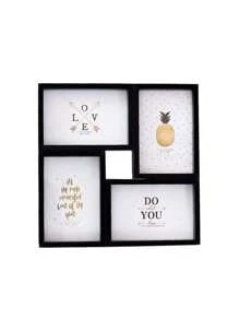 4-Grid 6-Inch Photo Frame Combination, Retro American Style Black & White Wall-Mount Or Stand Picture Frame, Baby Photo Album, Premium Glass Picture Frame, Small Gift