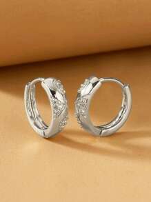 1 Pair Fashion Cubic Zirconia Hoop Earrings For Women For Party Engagement Anniversary Jewelry Valentine's Day Gift