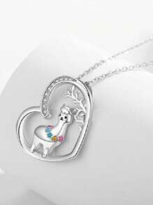 1 pieza Collar con dije en forma de corazón de alpaca linda, crystal falso, apto para uso diario y regalo de cumpleaños