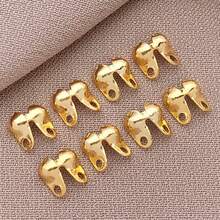 50/100pcs Real 18K Gold Plated Clamshell Knot Covers Fold-Over Calotte End Tips Ball Chain Connector Clasp For Jewellery Making Bracelets Necklaces Findings DIY Crafts