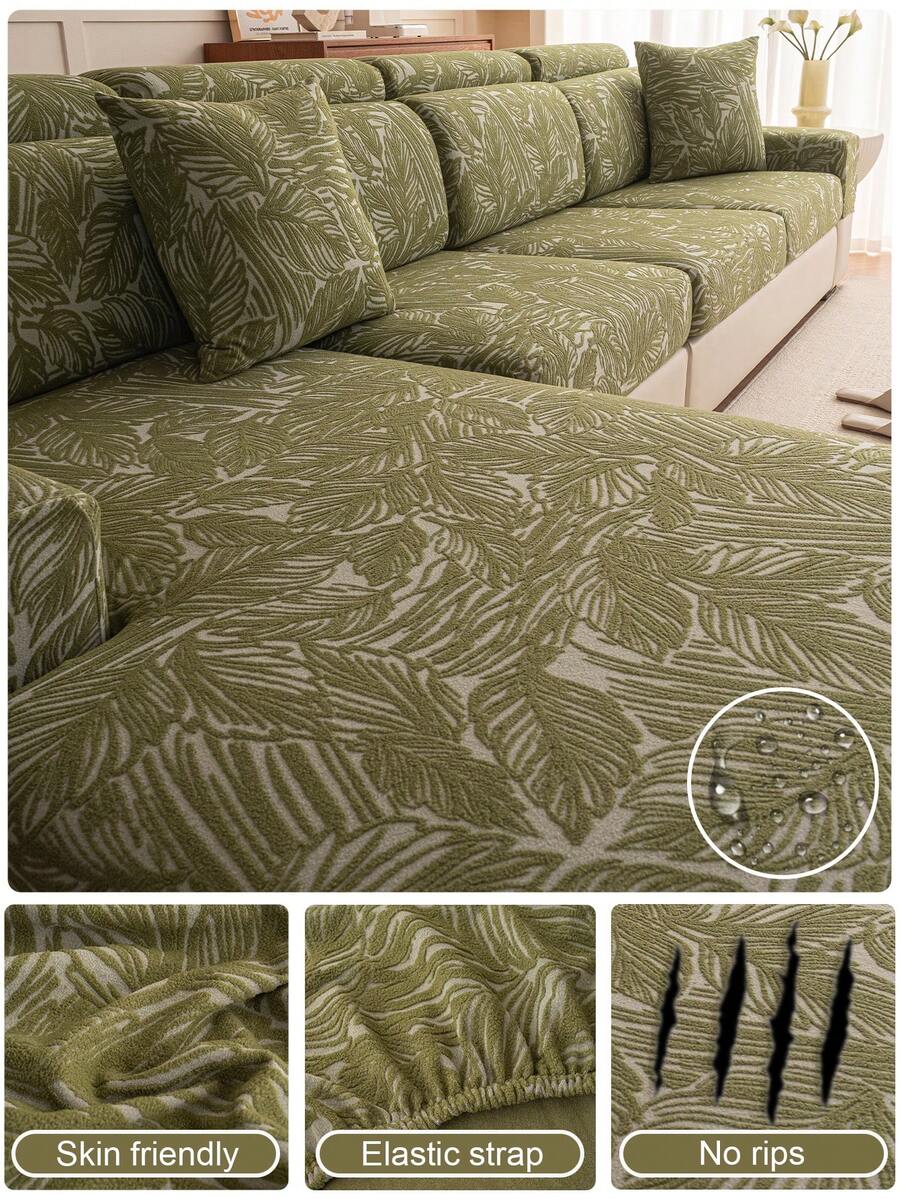 1 件四季通用全包沙发套通用套装，带三座和一张大号防滑弹力套垫，现代简约风格 L 型防滑沙发保护套，客厅 1/2/3/4 座沙发套 - 綠色 - 查看 1