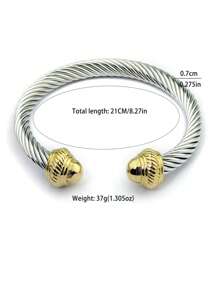 1pc 7mm Stainless Steel Open Bangle Bracelet, Elegant And Fashion Classic Design, Gift For Mom, Lover, Friend