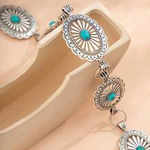 1pc European And American Waist Chain Retro Turquoise Inlaid Belt Decoration Versatile And Simple Bohemian Body Chain