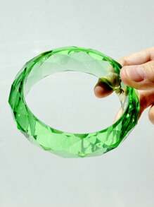 1 pieza Brazalete de resina verde asimétrico, joyería de verano de moda y versátil, adecuado para uso casual de vacaciones